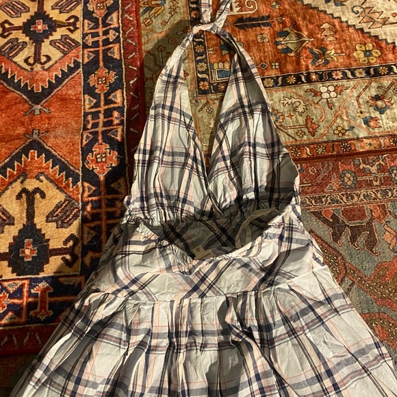 Merona Plaid/Light Blue Cotton Halter Dress - Picture 2 of 6